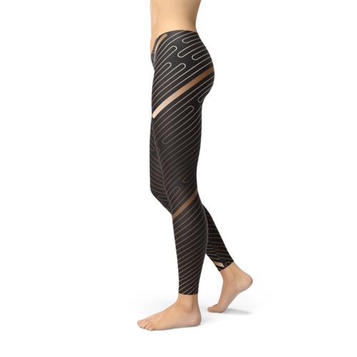 Leggings sportivi marroni a righe da donna