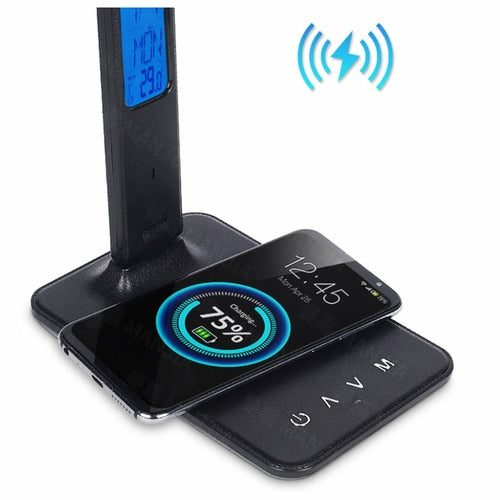 Lampada Plus 3 in 1 con caricabatteria per telefono, orologio e termostato