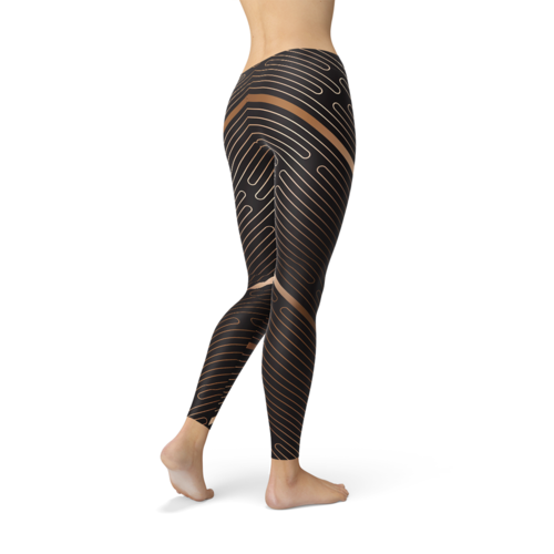 Leggings sportivi marroni a righe da donna