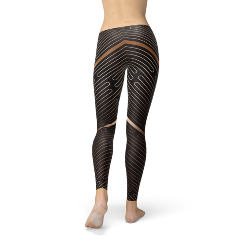Leggings sportivi marroni a righe da donna